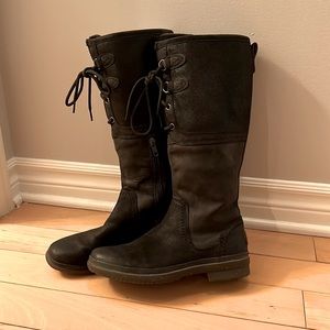 Ugg black leather winter boots, waterproof, size 7.5 US